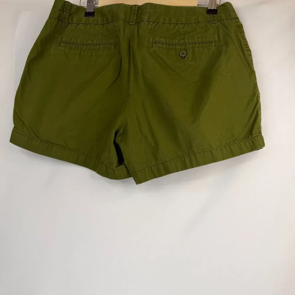 J.Crew Chino Broken-In Olive Green Cotton Shorts Women's Size 12 Classic Casual